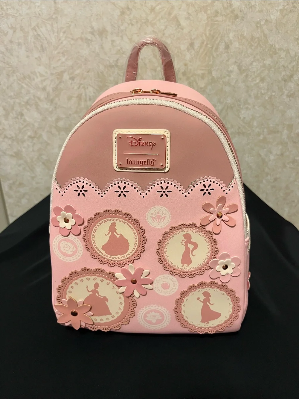 Disney Pink Princess Silhouette Floral Mini Backpack